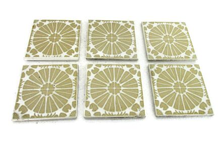 set of 6 Vintage Ceramic Wall Tile Coasters Abstract Backsplash Mural Richard Ginori France Cerabati