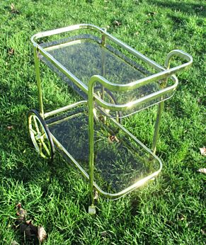 Retro Bar Cocktail Entertainment Cart Trolley Smoked Glass Vintage Lovely
