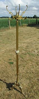 Ornate Antique Coat Hat Rack Hall Tree Stand Floor Brass Onyx Ball Mermaids