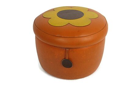 Vintage Retro Sewing Box Basket Worker Quilting Knitting Storage Pouf Orange