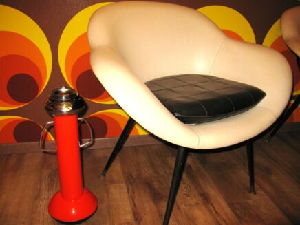 Unused Vintage 70s Space Age Italian Metal Standing Floor Ashtray panton eames