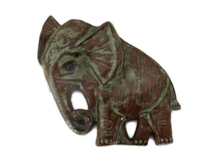 Elephant Wall Hanging Art Ceramic Wall Plaque Marked Amphora