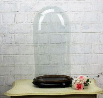 Antique Victorian Oval Hand Blown Glass Globe Dome Doll Clock 20.07" H 9.44"W