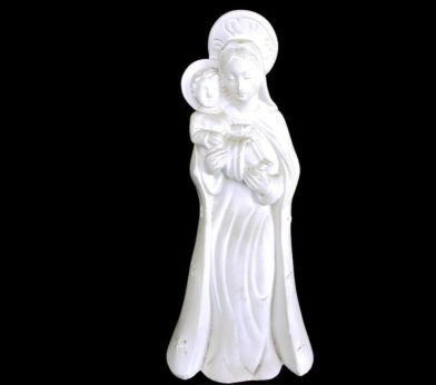 Art Deco Virgin Mary Madonna Infant Child Jesus Plaster Statue tenderness Lovely 10.62" Plaster