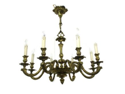 Impressive Chandelier Bronze 8 Lights Arm Ornate Hollywood Regency Style Lovely