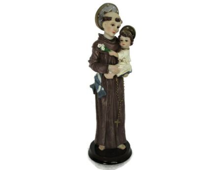 small St Anthony St Antonius Padua Statue Figurine Finder Lost Articles Lilies Infant Child Hard Plastic