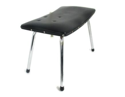Vintage Stool Ottoman Footstool Chrome Legs Semi leather top  Funky