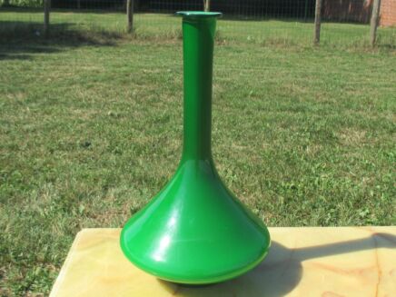 Green Cased Bottle Vase Vintage Art Glass era Empoli Italian