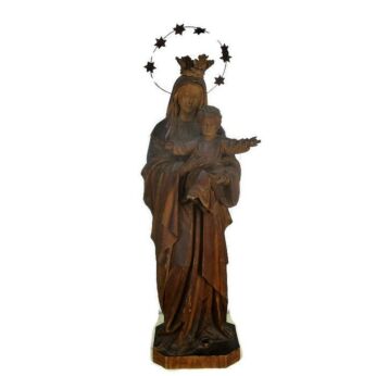 Large Hand Carved Wooden German Statue Virgin Mary Infant A Schmid Gorgeous HTF