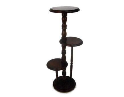 Vintage 3 Tier Tie-rend Pedestal Table Plant Stand Side Table Hand Carved wood
