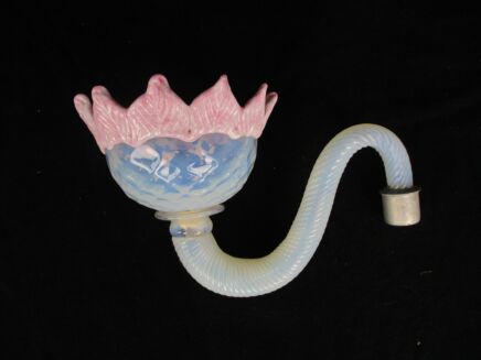 Venetian Murano Chandelier Part Blue Pink Arm Hand Blown Art Glass reclaimed