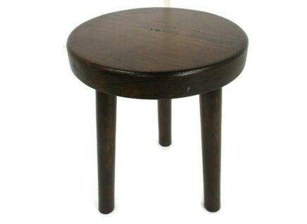 Hand Carved wood Tripod Milking Stool Pedestal Table Pedestal Barn Country Style