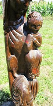 XL Vintage Virgin Mary Madonna with Child Carved Wood Statue 38.98" Stunning