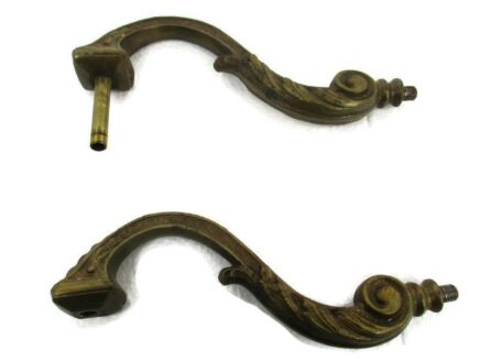 2 pcs Antique Cast Brass Furniture Trim Chandelier Arms Parts Hardware Ornate Reclaimed Beautiful