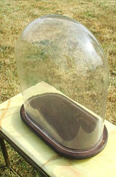 Antique Victorian Oval Hand Blown Glass Dome Globe Mantel Clock Steampunk 14.17"