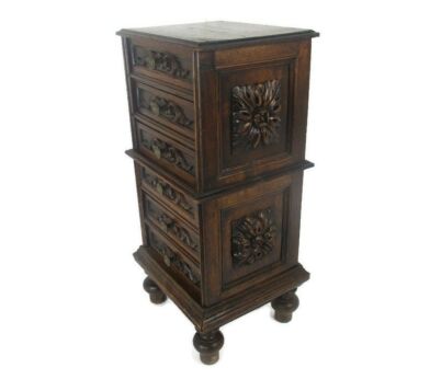 Chest of Drawers Dresser Cabinet Night Stand Ornate Carved Wood Antique WOW