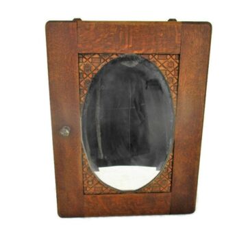 Vintage Kitchen Apothecary Medicine Wall Bathroom Cabinet Oak Beveled Glass