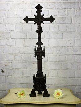 XL Gothic Baroque Standing crucifix Bronze Altar Church Jesus Christ 31.10"