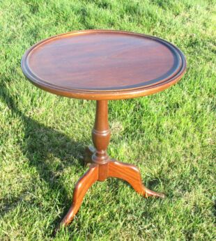 Vintage small round end side table Beech Wood Plant stand