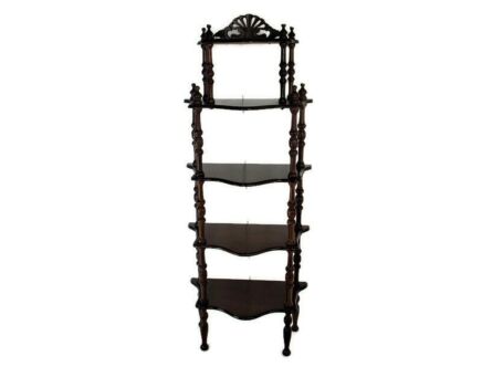 Pedestal Display Side Table Plant Stand Italian Wood Vintage Etagère Display cabinet 5 tiers spindels