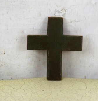 Small Mid Century Design Ceramic Modernist Crucifix Basic Khaki era Perignem