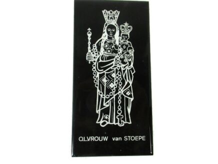 Vintage Ceramic Black Tile Wall Hanging Small Our Lady Of Stoepe  Flanders Made in Italy