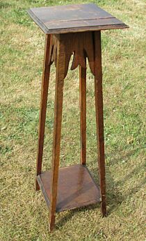 Vintage Oak Pedestal Display Table Plant Stand 32.28"