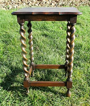 Small Barley Twist Carved Wood Coffee Side Table Nesting Table