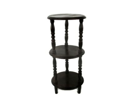Carved Wood 3 Tier Side Wine Table Pedestal Plant Stand Vintage 70s Large