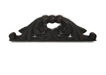 Antique Small Hand Carved Wood Pediment Ornate Over door Architectural Spindle Reclaimed