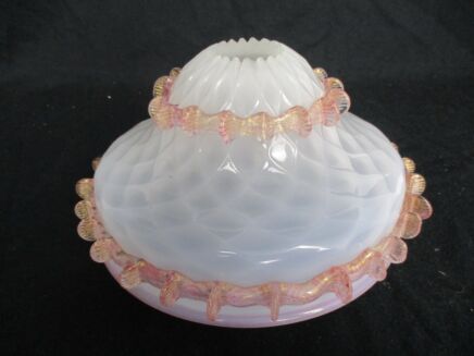 Venetian Murano Chandelier Part White Pink Bottom Shade Part Glass Reclaimed