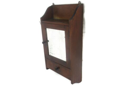 Kitchen Medicine Apothecary Bathroom Cabinet Carved Wood Beveled glass Lovely