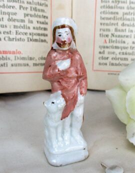 Mini Statue Saint Roch Montpellier Martyr Saint Porcelain 3.34" HTF Collector