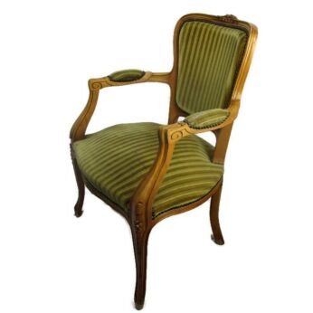 Vintage Arm Lounge Chair Fauteuil Louis XVI style Carved Wood Hobnails Stunning