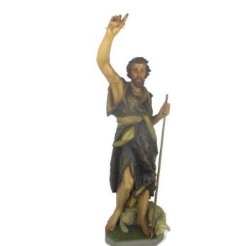 Large Antique Church Statue Saint John The Baptist Plaster Stunning Collector