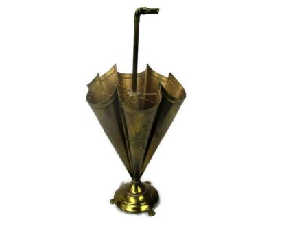 French Greyhound Umbrella Kane Stand Hammered Brass Vintage Hallway Furniture