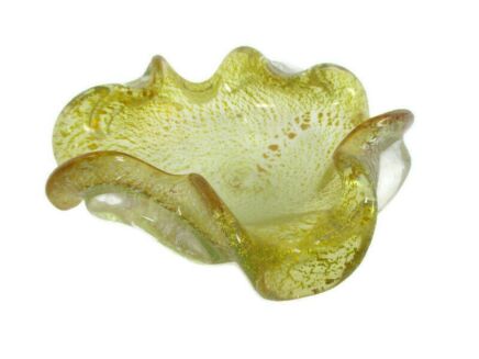 Vintage 1950/60 Murano Zebrati Ercole Barovier of Barovier & Toso art glass bowl Goldflecks lovely Small