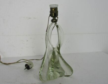 Art Deco Table Lamp Val St Lambert Art Glass Design Marked Green Swirled Glass