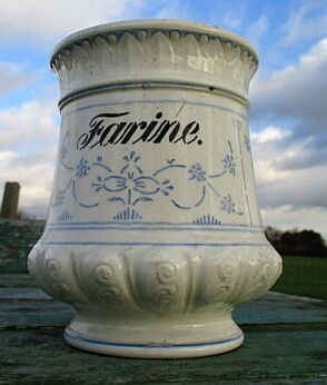 Antique Vintage Boch Copenhague Kopenhagen Style Farine Flower Jar Pot