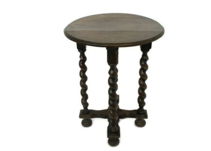 Barley Twist Wooden Side Coffee Display Table Bal Legs Pedestal Plant Stand Barn Country Farmhouse style 24.4"