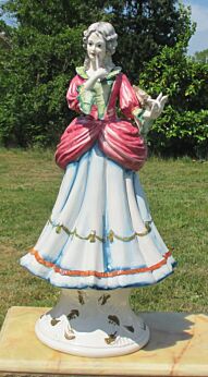 Vintage Large Capodimonte Porcelain Lady Figurine Signed 26.97"