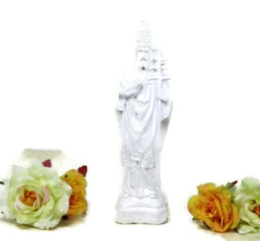 White Small Statue Saint Pope Cornelius Patron Epileptics Plaster HTF Collector