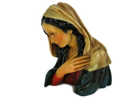 Gorgeous Virgin Mary Madonna Blessed Virgin Plaster Statue Bust Plaster Art Deco 1920s