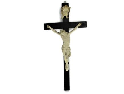 Large Hand Carved Wood Church Chapel  Hanging Ornate Crucifix Plaster  Dramatic Corpus Jesus Christ Art Piece 30.31"