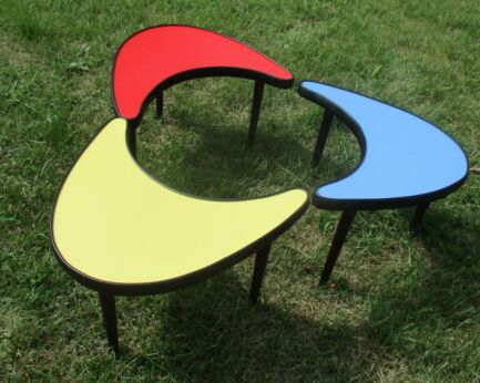 set of 3 vintage style Crescent Moon Coffee Side Tables Limited Edition