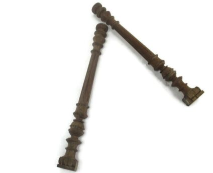 2 Large Reclaimed Carved Wood Large Spindles Balusters Trim Posts Pillar Salvaged