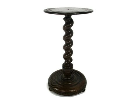Hand Carved Wood Barley Twist Pedestal Display Side Table Plant Bonsai Flower Stand  Country Farmhouse Barn Style 18.11"