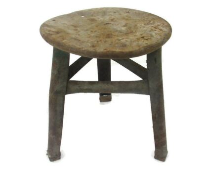 Antique Iron  Milking Stool Pedestal Table Pedestal Barn Find Funky