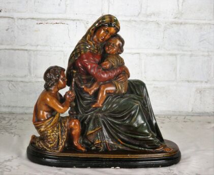 Virgin Mary Madonna Della Sedia Seggiola Plaster Statue Rafael John the Baptist