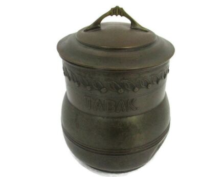 Antique Tobacco Jar Humidor Tiel Holland Brass Art Deco